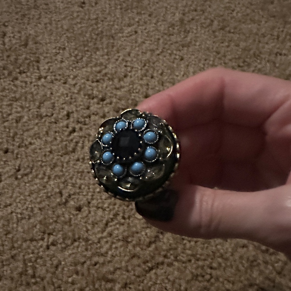Vintage Style Black and Blue Statement Ring